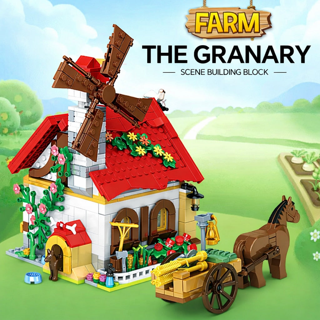 Set de Constructie cu Piese Tip Blocuri Constructie MiniBric The Granary