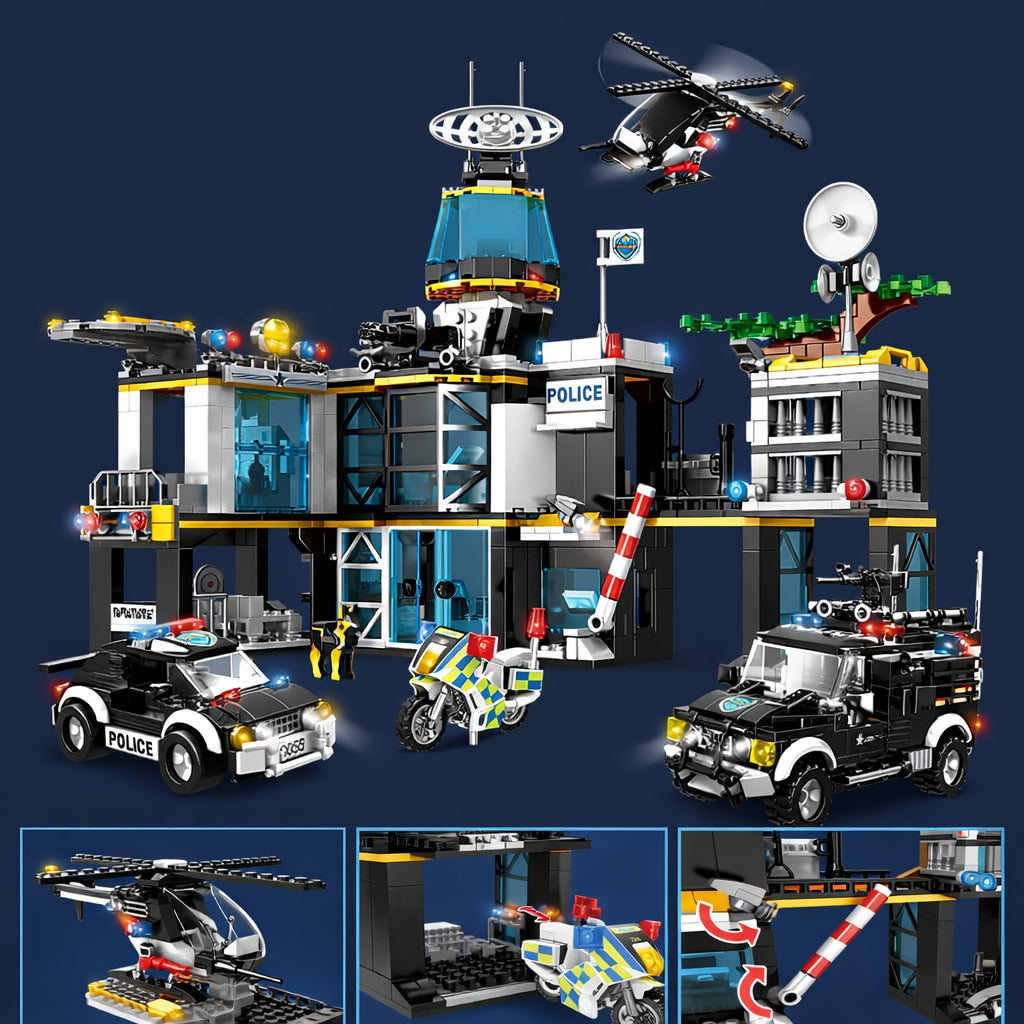 Set de Constructie cu Piese Tip Blocuri Constructie MiniBric Swat Police Station
