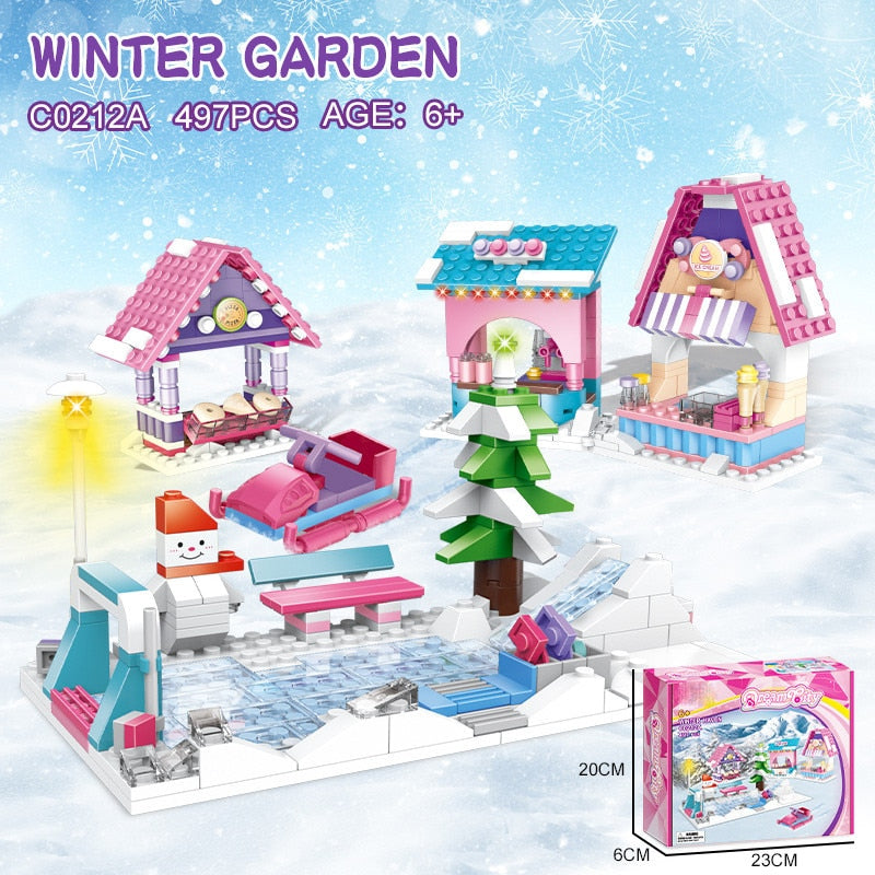 Set de Constructie cu Piese Tip Blocuri Jucarie Constructie MiniBric Winter Haven