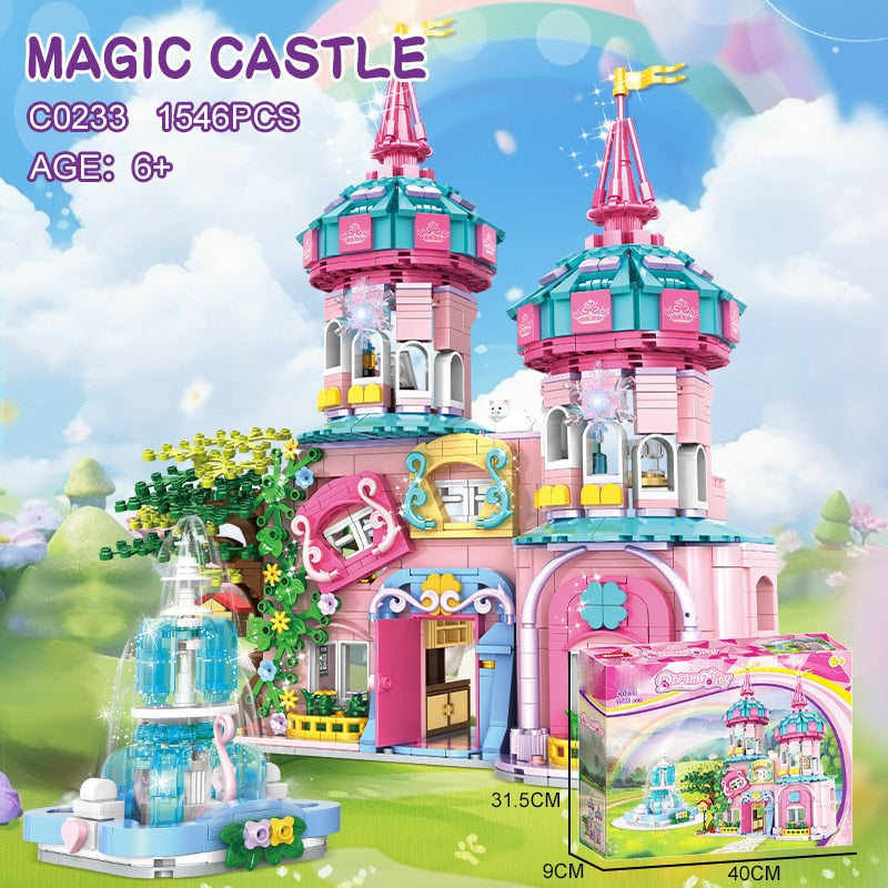 Set de Constructie cu Piese Tip Blocuri Jucarie Constructie MiniBric Fairy Castle
