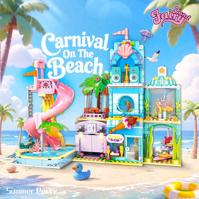 Set de Constructie cu Piese Tip Blocuri Constructie MiniBric Carnival Beach